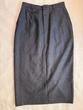 Classic 100% Wool Dark Grey Dark Academia Women's Skirt